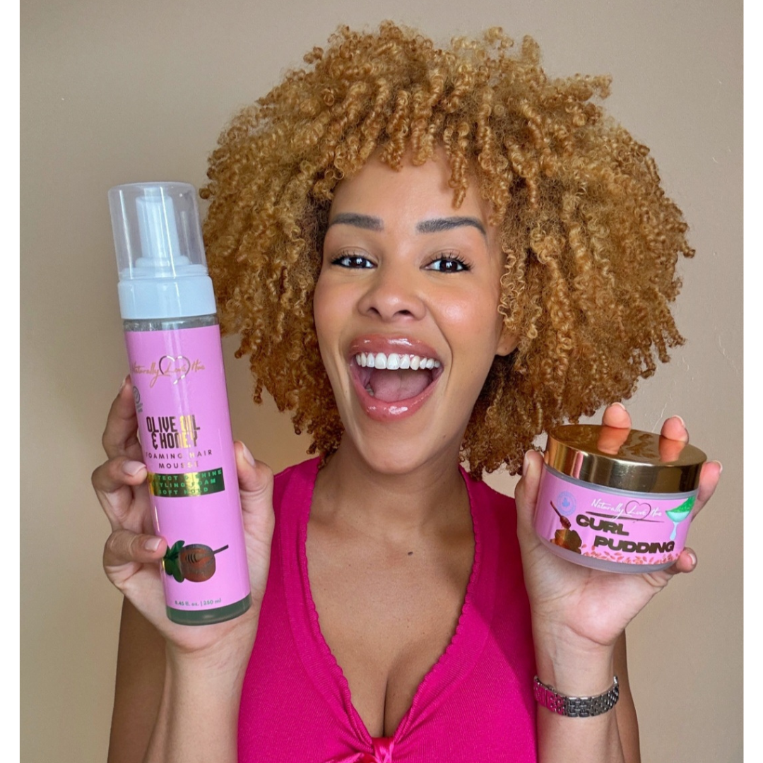treat ürself ローズ　イエロー Curl Pudding | Olive Oil & Honey Hair Mouse | Moisturizing Butter