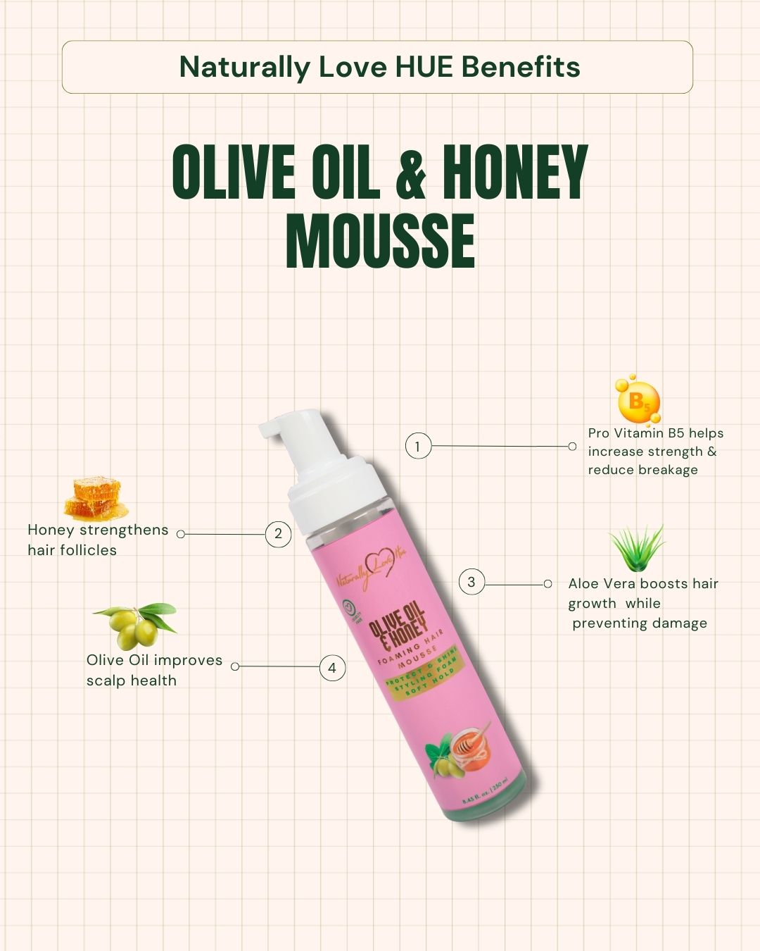 Olive Oil & Honey Foaming Hair Mousse